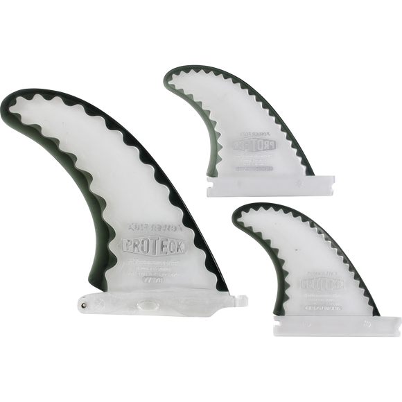 Proteck Pwr-Flex Combo Ffs 7.0+4.0 Clear/Black Surfboard FIN  -  SET OF 3PCS