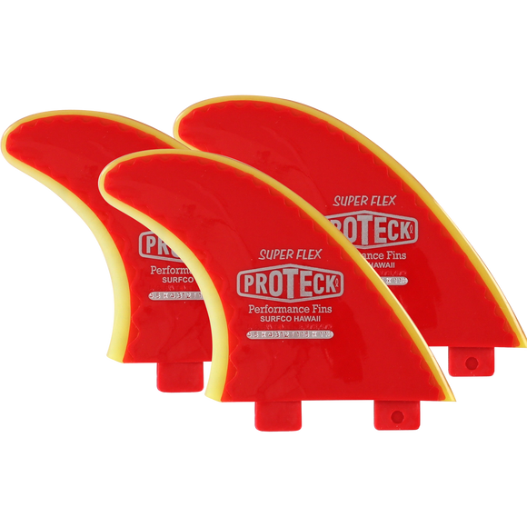 Proteck Super Flex Fcs Thruster Set 4.5 Red/Yellow Surfboard FIN  -  SET OF 3PCS