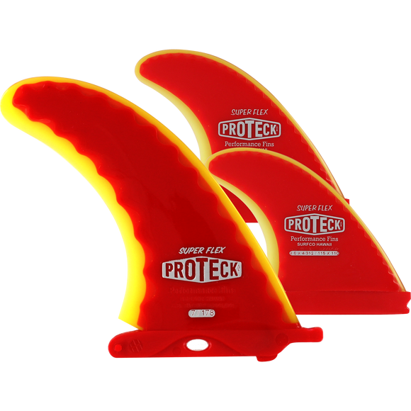 Proteck Super Flex Ffs Combo 7.0+4.5 Red/Yellow Surfboard FIN  -  SET OF 3PCS