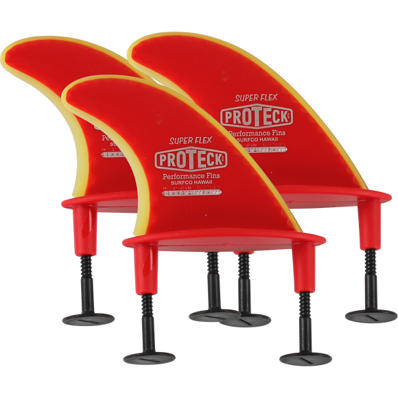 Proteck Super Flx Softboard Fins 4.5 - Flange & Post Red - SET OF 3pcs