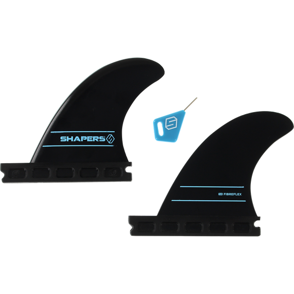 Shapers Australia S-2 Future Side Bite Set Black 2pc Surfboard FIN  -  SET OF 2PCS