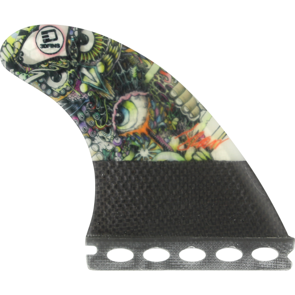 3D Darkside Carbon Full-Base 5.0 Wise Owl Surfboard FIN  -  SET OF 3PCS