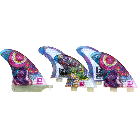 3D Izzi Gomez Surfsup 4+1 Lg Twin-Tab Art Surfboard FIN  -  SET OF 5PCS