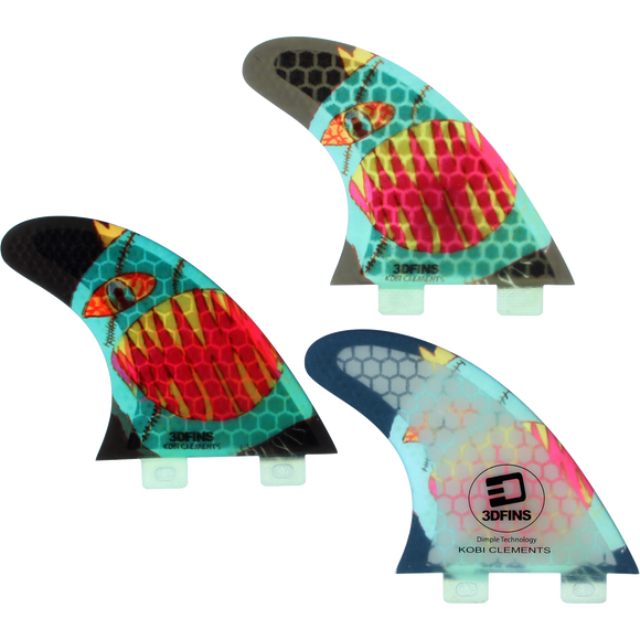 3D Kobi Clements Monsta Fin Sml Twin-Tab Surfboard FIN  -  1 SINGLE FIN