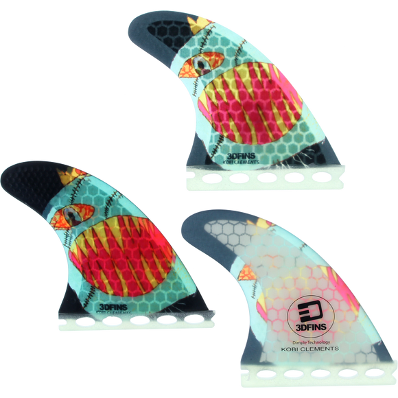 3D Kobi Clements Monsta Fin Sml Full-Base Surfboard FIN  -  1 SINGLE FIN