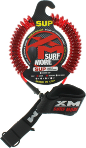 XM SUP Coiled Regular Ankle Leash 9' Clear Red | Universo Extremo Boards Surf & Skate