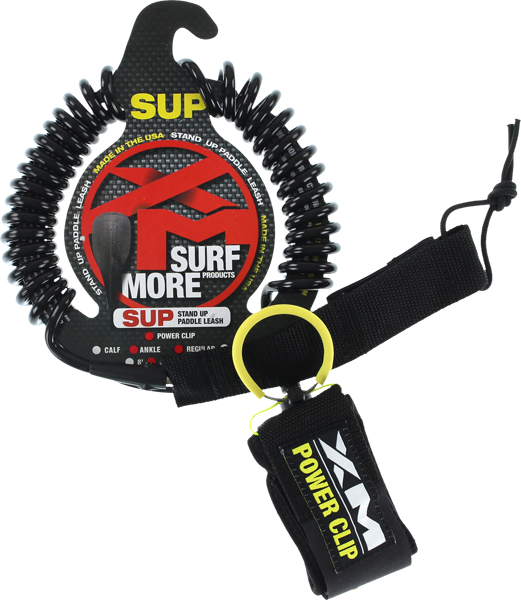 XM SUP Power-Clip Coiled Reg Ankle Leash 12' Black | Universo Extremo Boards Surf & Skate