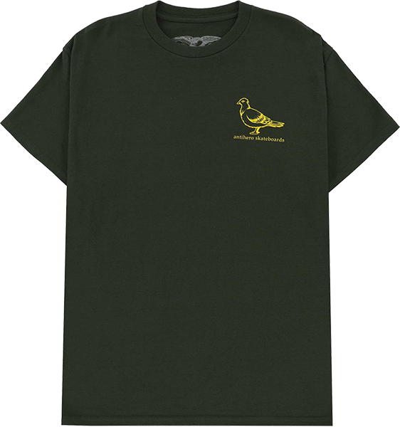 Antihero Basic Pigeon T-Shirt - Size: SMALL Forest Green/Yellow