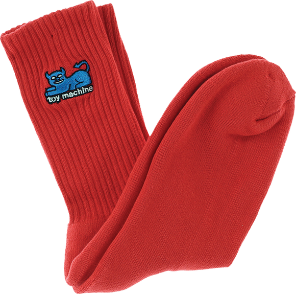 Toy Machine Devil Cat Crew Socks Red - Single Pair 