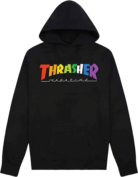 Thrasher Rainbow Mag Hood Hooded Sweatshirt - X-LARGE Black