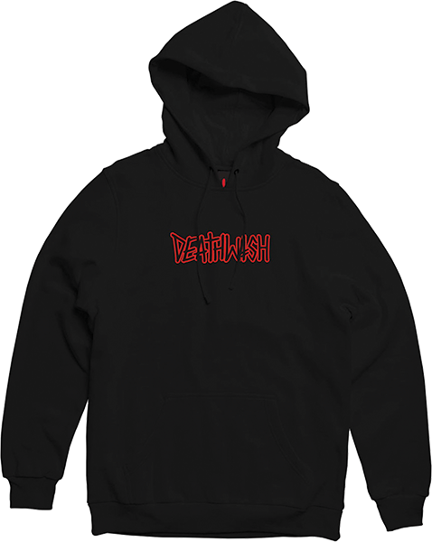 Deathwish Outline Puff Hooded Sweatshirt - X-LARGE Black