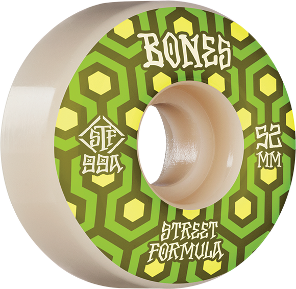 Bones Wheels STF V1 Retros 52mm 99a White Skateboard Wheels (Set of 4)