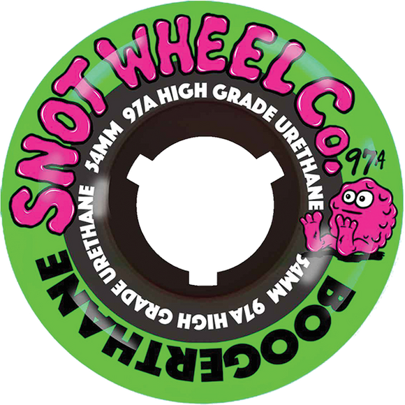 Snot Wheel Co. Boogerthane Team 54mm 97a Green/Black Skateboard Wheels (Set of 4)