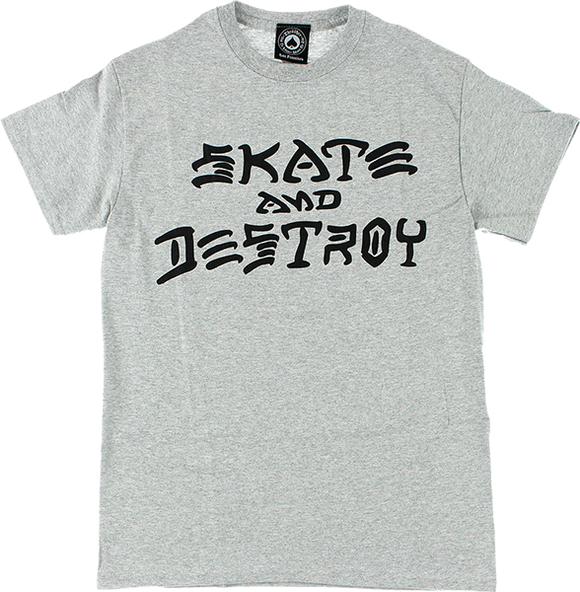 Thrasher Skate & Destroy T-Shirt - Size: MEDIUM Grey