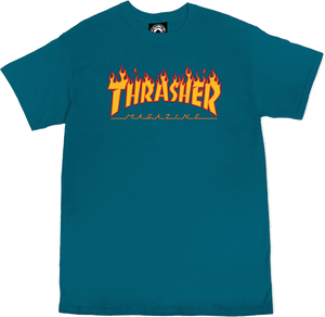 Thrasher Flame T-Shirt - Size: SMALL Galapagos Blue