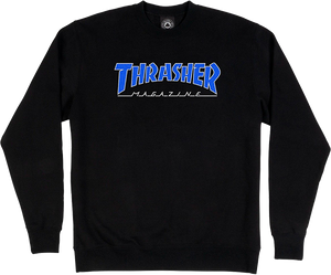 Thrasher Outlined Crew Sweatshirt - SMALL Black/Blue