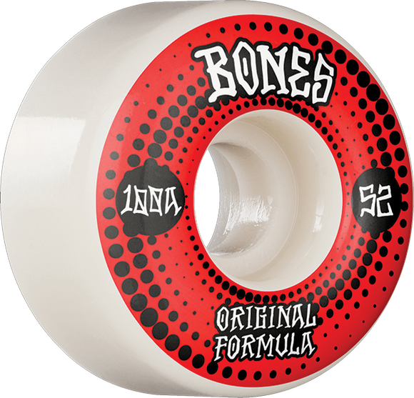 Bones Wheels 100'S Og V4 Originals 52mm 100a White Skateboard Wheels (Set of 4)