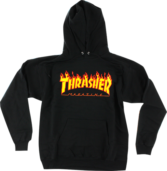 Thrasher Flames Hooded Sweatshirt - MEDIUM Black/Yellow/Red