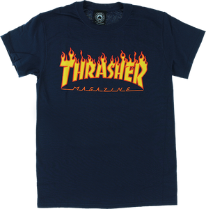 Thrasher Flame T-Shirt - Size: X-LARGE Navy