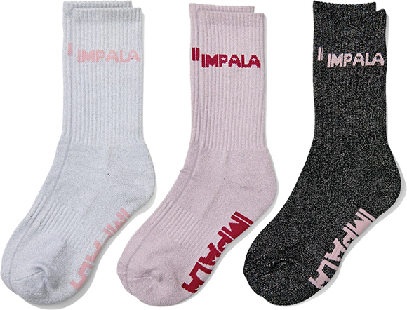 Impala 3pk Socks Sparkle White/Pink/Black 