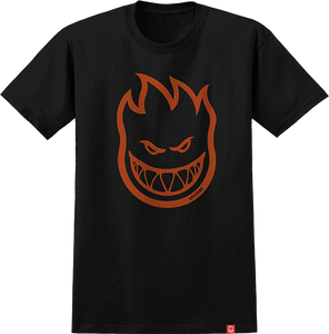 Spitfire Bighead T-Shirt - Size: LARGE Black/Burnt Orange