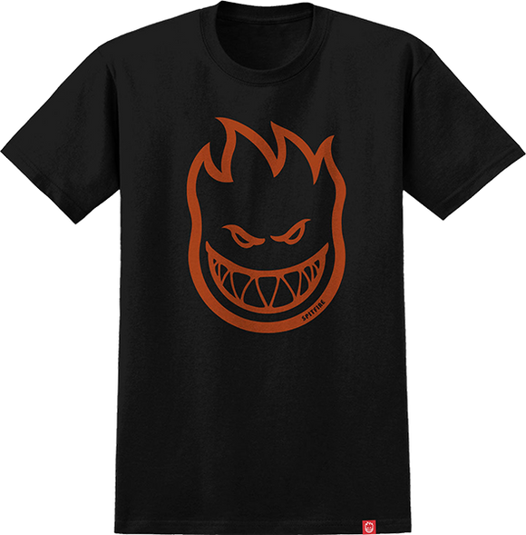 Spitfire Bighead T-Shirt - Size: LARGE Black/Burnt Orange