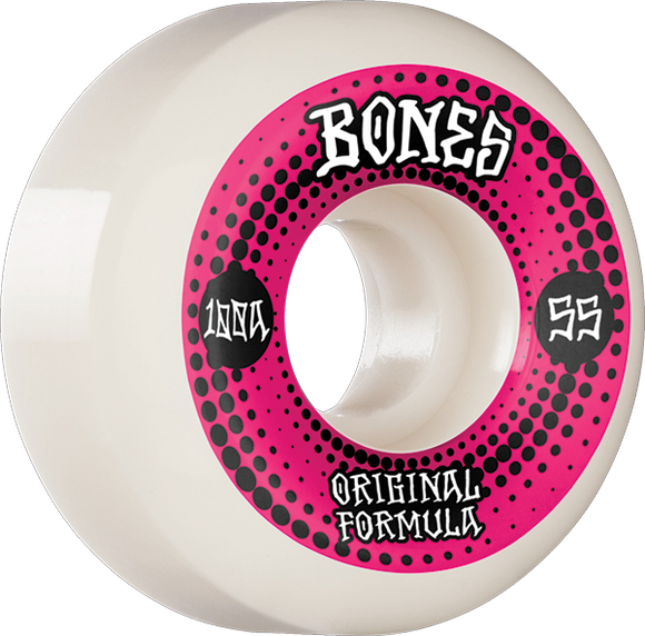 Bones Wheels 100'S Og V5 Originals 55mm 100a White Skateboard Wheels (Set of 4)