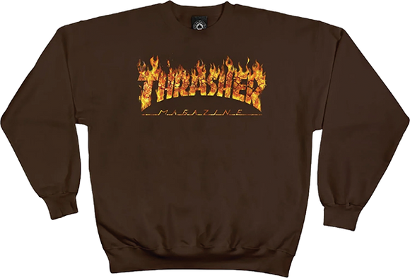 Thrasher Inferno Crew Sweatshirt - MEDIUM Dark Chocolate