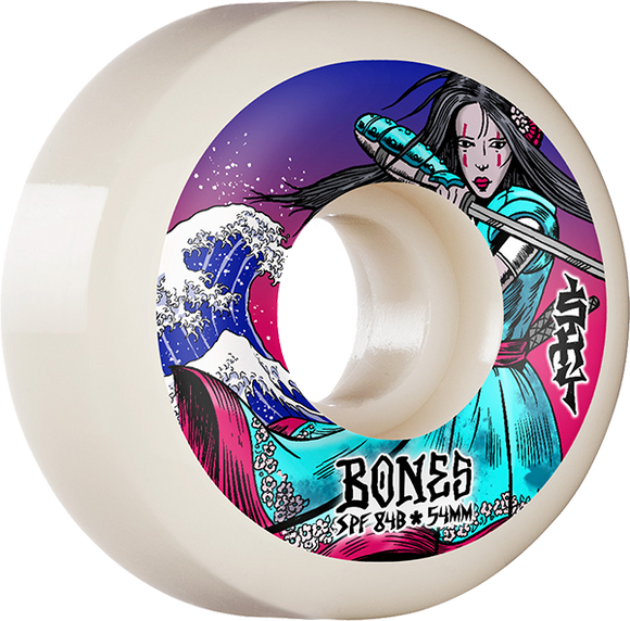 Bones Wheels Brown SPF P5 Warrior 54mm 84b White Skateboard Wheels (Set of 4)