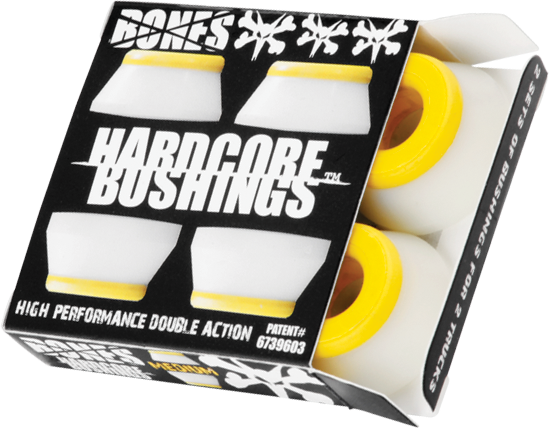 Bones Wheels Hardcore 4pc Med White/Yellow Bushings