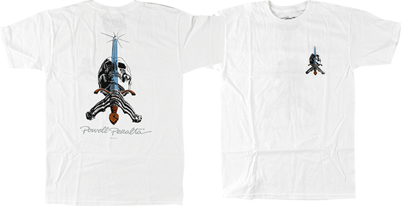 Powell Peralta Skull & Sword T-Shirt - Size: SMALL White