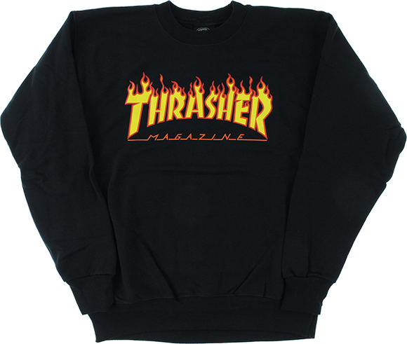 Thrasher Flame Logo Crew Sweatshirt - X-LARGE Black/Yellow