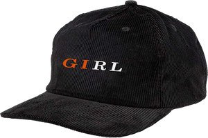 Girl Serif 5p Cord Skate HAT - Adjustable Black 