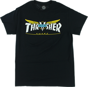 Thrasher Venture Collab T-Shirt - Size: SMALL Black/White/Yellow