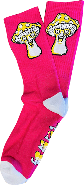 Happy Hour Mushroom Crew Socks Hot Pink 