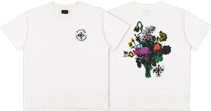 Disorder Floral Stencil T-Shirt - Size: MEDIUM Vintage White