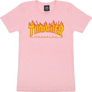 Thrasher Flame Logo Girls T-Shirt - Size: SMALL Pink