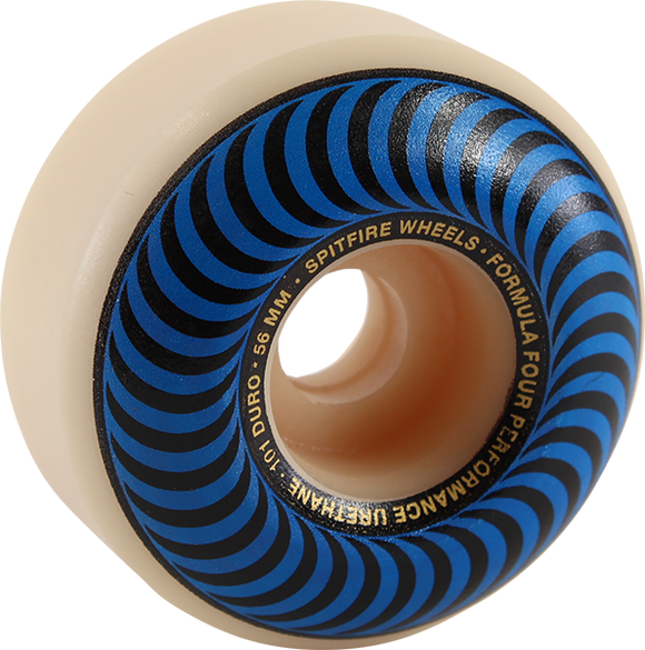 Spitfire F4 101a Classic Swirl 56mm White W/Blue Skateboard Wheels (Set of 4)