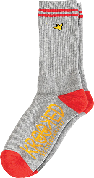 Krooked Og Bird Emb Crew Socks Gray/Red/Gold 