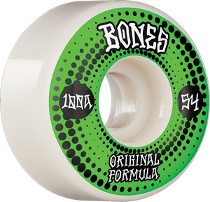 Bones Wheels 100'S Og V4 Originals 54mm 100a White Skateboard Wheels (Set of 4)