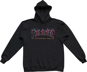 Thrasher Double Flame Neon Hooded Sweatshirt - X-LARGE Black