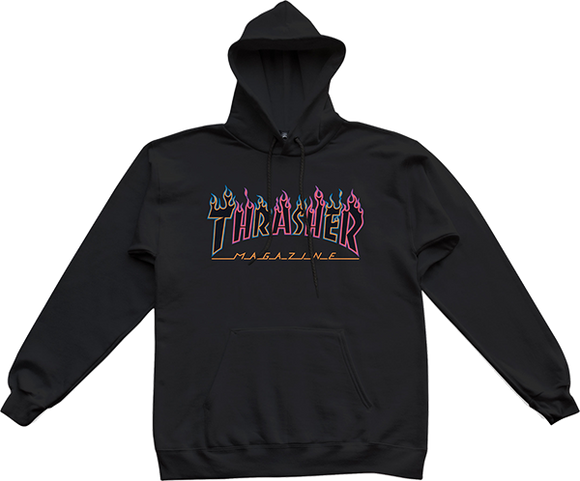 Thrasher Double Flame Neon Hooded Sweatshirt - X-LARGE Black