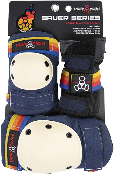 Triple 8 Saver 3/Pk Pads S-Pacific Beach Navy 