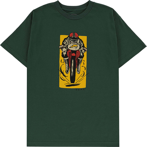 Real Moto T-Shirt - Size: MEDIUM Forest Green