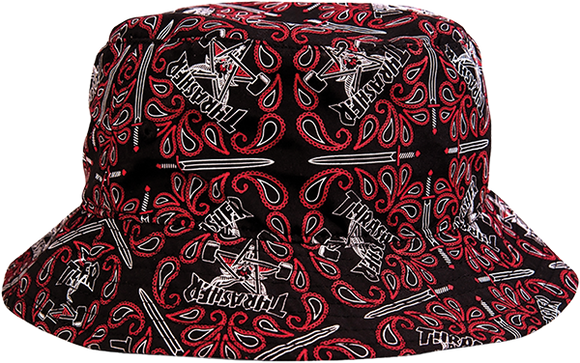 Thrasher Bandana Bucket Skate Skate HAT - Small/Medium-Black/Red  