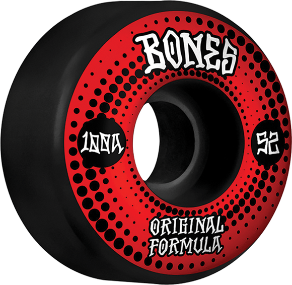 Bones Wheels 100'S Og V4 Originals 52mm 100a Black Skateboard Wheels (Set of 4)