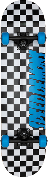 Speed Demons Checkers Complete Skateboard -7.75 Black/Blue 