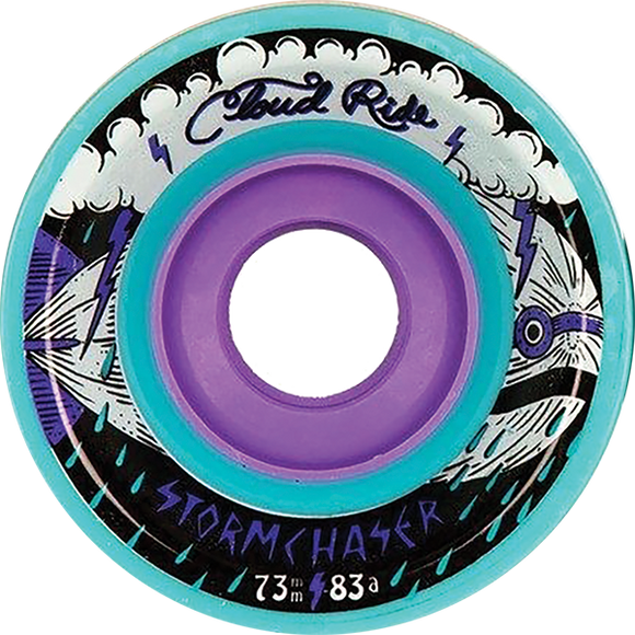 Cloud Ride! Storm Chaser 73mm 83a Turquoise Longboard Wheels (Set of 4)