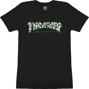 Thrasher Roses Logo Girls T-Shirt - Size: SMALL Black