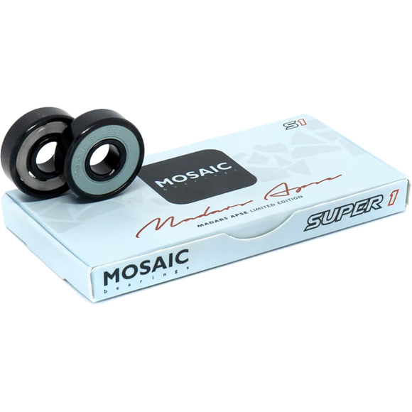 Mosaic Super 1 Apse Abec-7 Bearings Black/Blue/White Single Set - 8 Pieces